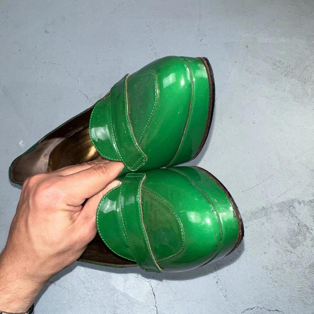Boden Shoes Women's Size 41 Green Casadei Heel Pump Made In Italy Patent Leather - Picture 15 of 16